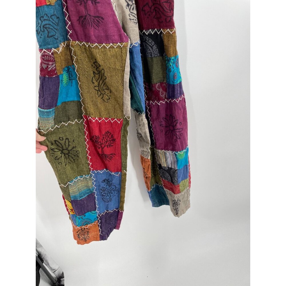 Rising International Womens Large Patchwork Overalls Boho Adjustable Straps - Picture 5 of 9